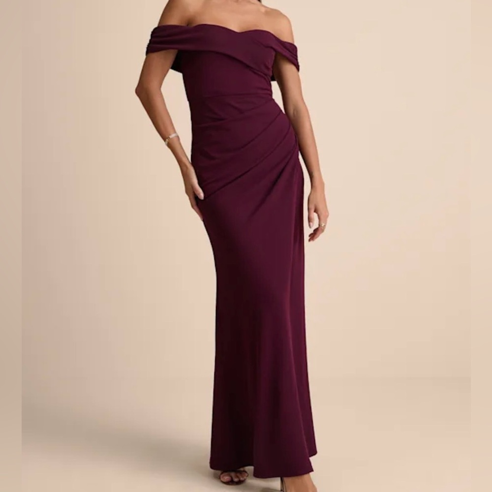 Lulu’s High-Class Presence Plum Off-the-Shoulder Maxi Dress